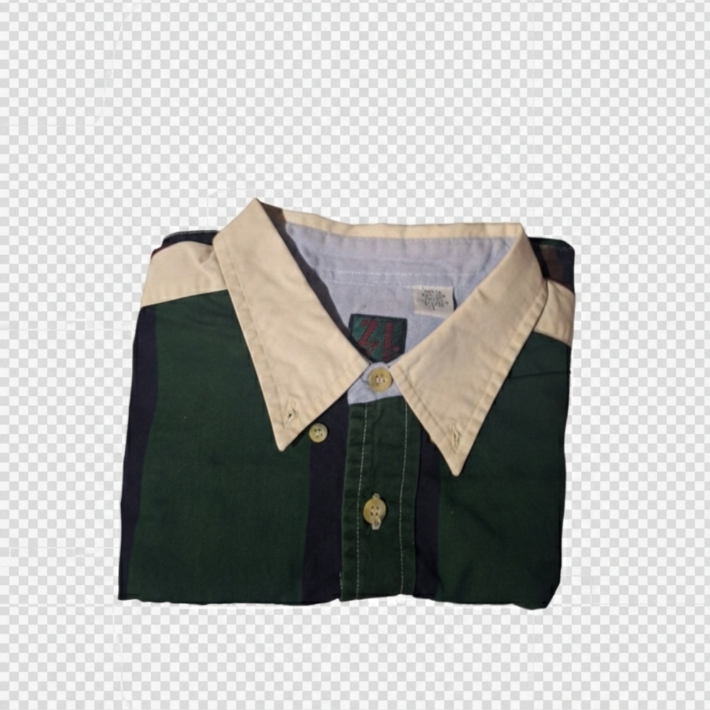 Men's Green and Cream Dress Shirt